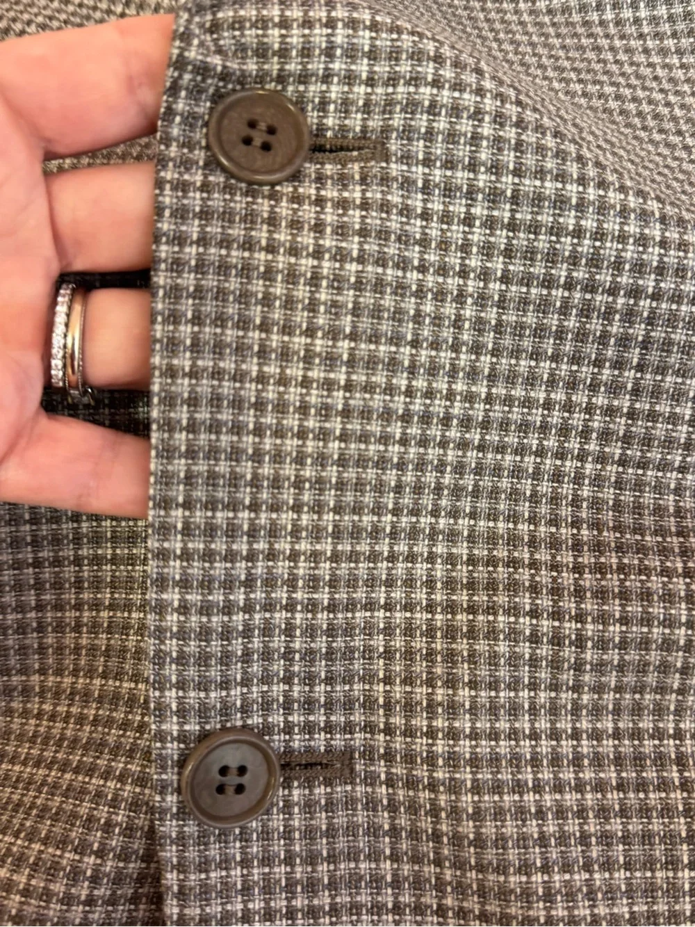 Canali 100% Wool MicroHoundstooth Grey and Brown Sport Coat